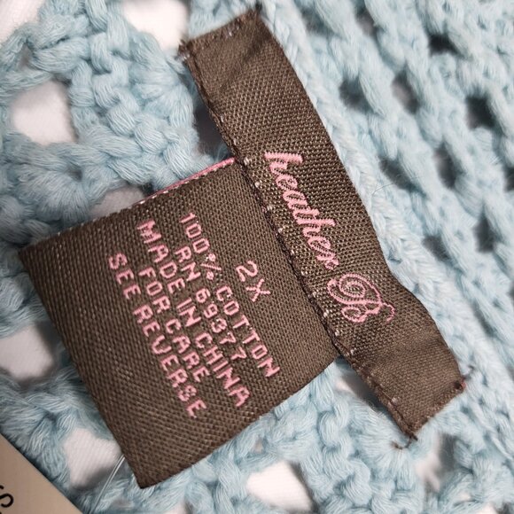 Vintage Heather B Womens Crochet Vest Cardigan 2X Plus Open Knit Tie Up Dillards - Picture 4 of 14